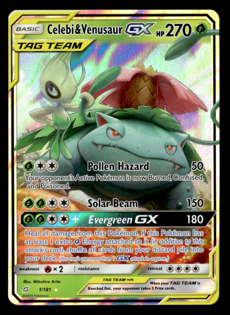 Celebi & Venusaur GX Ultra Rare SM - Team Up 1/181 NM Pokémon TCG