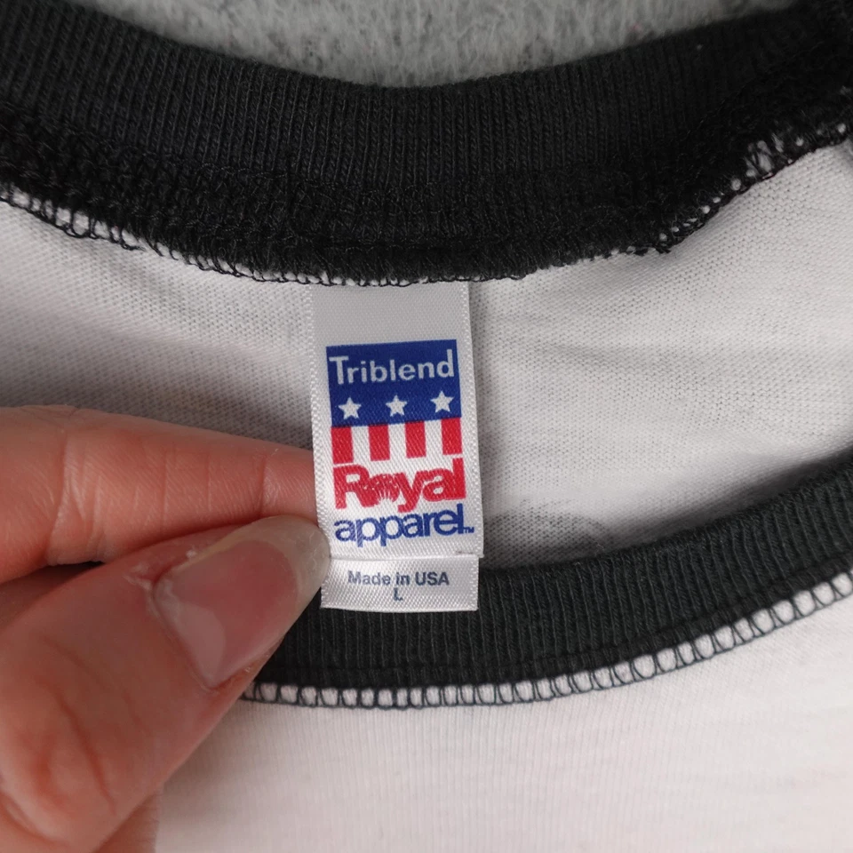 Suicide Girls Shirt Mens Large Black White Raglan Baseball 3/4 Sleeve Burlesque - Image 3 of 4