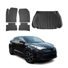 Fußmatten & Kofferraumwanne Set für Toyota C-HR 2016-2023 Gummi Schwarz TPE 5x