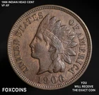 1906 Indian Head Cent XF EXTRA FINE Brown Full LIBERTY - NICE  coin 136