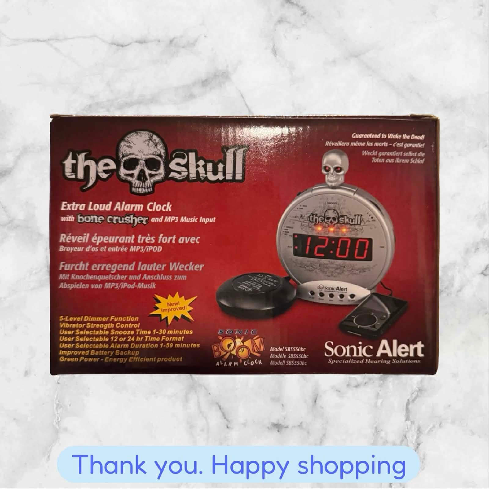 Sonic Alert SBS 550 bc The Skull Extra Loud Alarm Clock Brand New SHIPPING photo