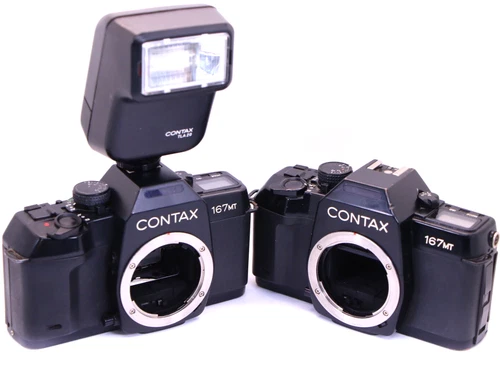 Lot 2 Contax 167MT film cameras SLR 35mm C/Y mount 167 MT motor Japan read well!