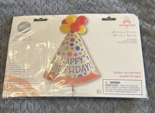 Happy Birthday Party Hat Foil Balloon Accented with Latex Balloons, 26"x37" NEW