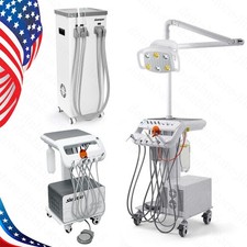 Portable Dental Mobile Delivery Unit with Air Compressor Suction System 4Hole
