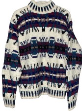VTG Woolrich 100 Wool Sweater Womens M Mallard Fair Isle Nordic Knit Aztec 90's