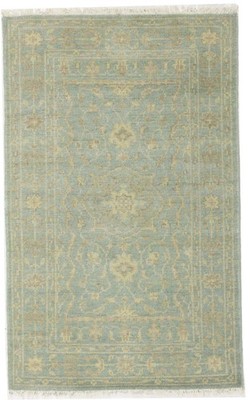 Muted Aqua Blue Floral Handmade Wool Oriental Rug Entryway Decor Carpet 3X5 ft