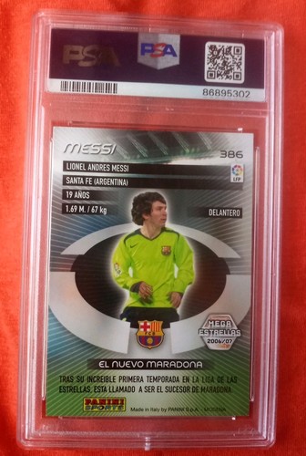 2006 MESSI PSA 7 NM EARLY 1ST PANINI MEGA ESTRELLAS #386 1ST MEGA CRACKS INSERT - Picture 18 of 18