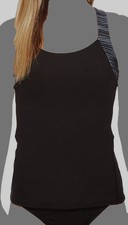 TYR Women's Black Solid Padded Bra Tank Top Sport Tankini Swimwear Size S