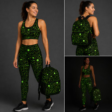 Conjunto de gimnasio Neon Star para mujer - Leggings + Sujetador deportivo + Mochila Ropa deportiva
