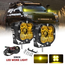 3 Amberwhite Laser Led Work Light Pods Offroad Fog Driving Lights Suv Wwires
