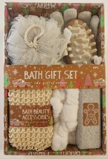 6-Piece Bath & Spa Holiday Gift Set - Pumice, Brush, Scrubbers, Glove, Headband