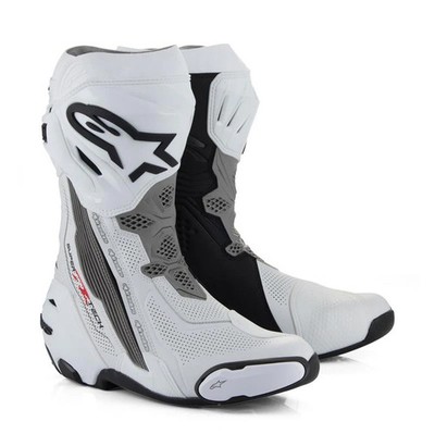 Alpinestars Supertech R Vented Motorcycle Boots White / Mid Grey / Black