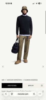 Moncler Men's Cardigan Sweater Cotton, Blue, Size M