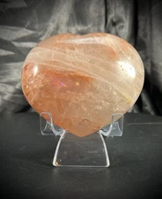 3.63" Hematoid Quartz Heart Carving With Acrylic Stand 1lb 1.2oz