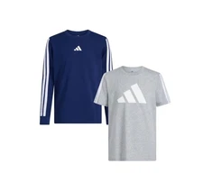 Long Short Sleeve Boys Adidas Youth Tee L,XL Blue/Gray 2 Pack 100% Cotton New