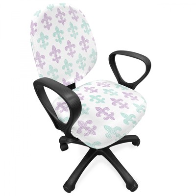 Fleur De Lis Office Chair Slipcover Grunge Pastel Look UK