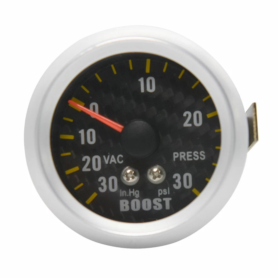 2" 52mm Auto Coche Turbo Boost Gauge + Sensor -30~30 PSI Analógico Fibra de Carbono Cara  Foto 3 de 4