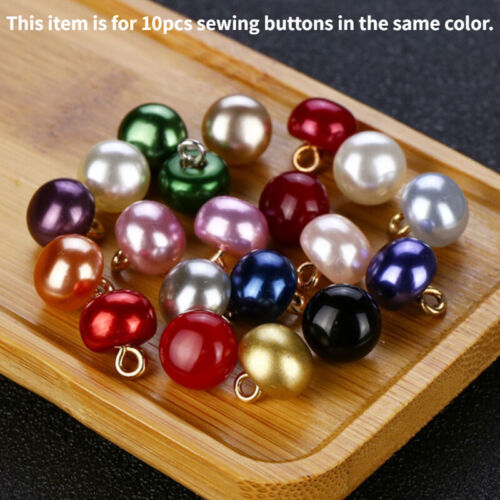 10Pcs 10Mm Half Ball Dome Pearl Buttons with Metal Shank Diy Sewing Clothes - Picture 1 of 39