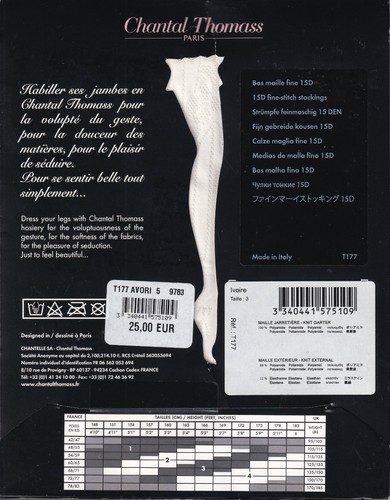 Bas couture CHANTAL THOMASS coloris Ivoire. Taille 3. Back seam stockings - 第 2/3 張圖片