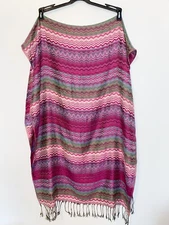 Large Pashmina Pink Wrap Shawl Multicolored Chevron Design Scarf