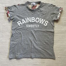 Deepny Korean Fashion Floral Lace Gray Crew Neck Short Sleeves T-Shirt Size S