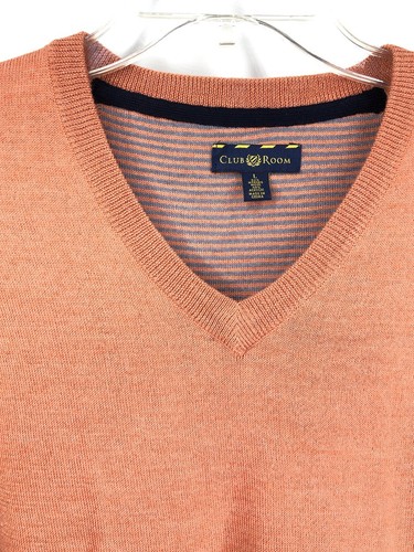Club Room Herren V-Ausschnitt Merinowollmischung Pullover Gr. L Orange EUC - Bild 3 von 7