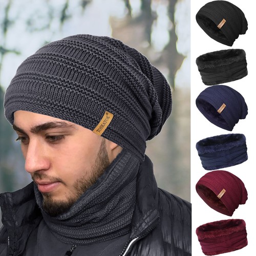 MENS LADIES SLOUCH BEANIE HAT SNOOD 