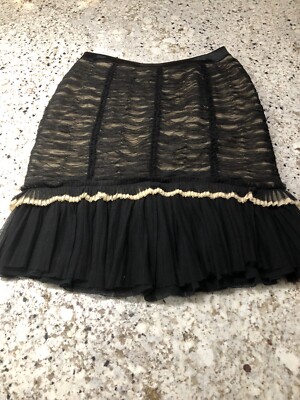 NWT Tory Burch Irene Skirt Women's 12 Black Beige