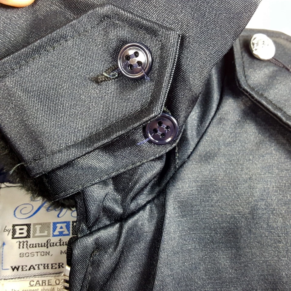 Abrigo Vintage Azul 48R Azul Marino Tufynl Aislado Cuello Extraíble Ropa Policial Foto 4 de 4