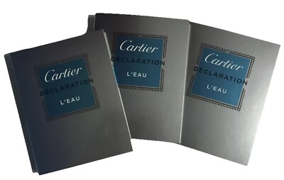 3 Cartier Declaration L'eau 0.05 oz 1.5 ml EDT Spray Mini Travel Sample Vial