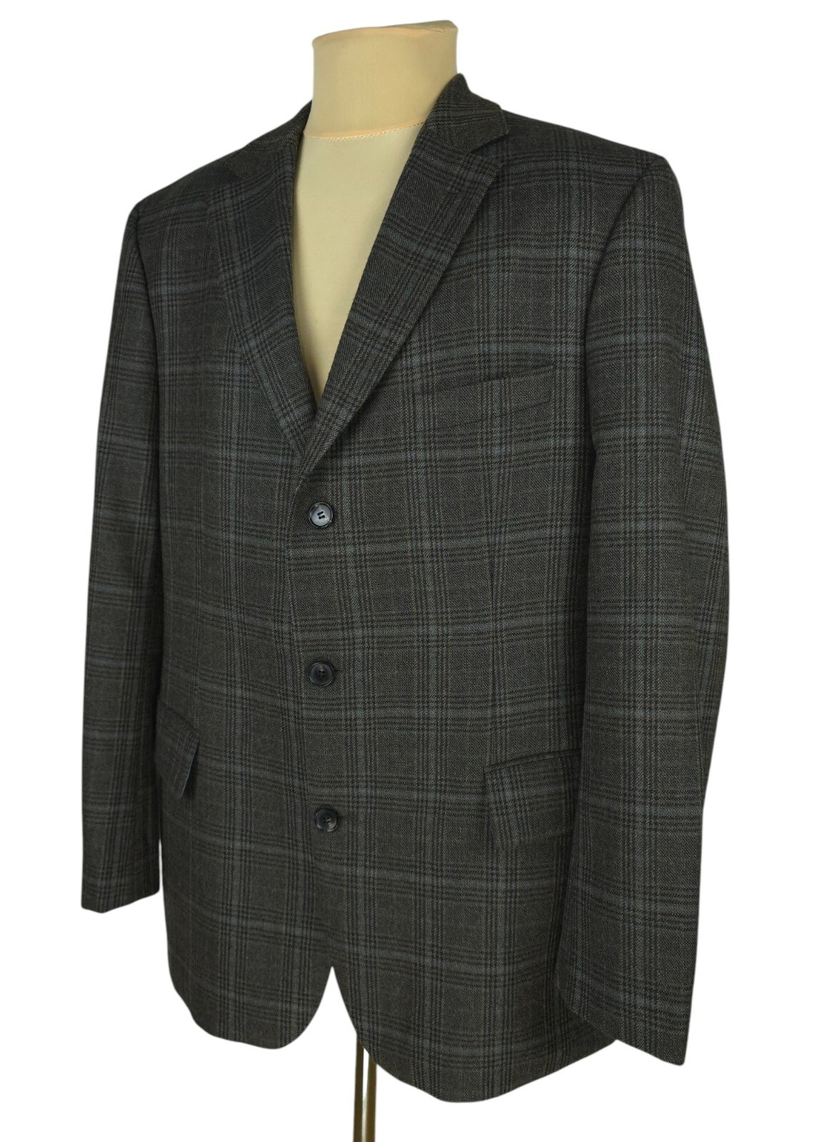 Boss Hugo Boss Mens Brown Check Plaid Wool Blazer Jacket EU 56 (XXXL) thumbnail 5