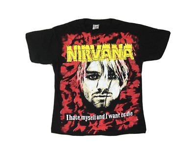 Modern Vintage Nirvana Kurt Cobain All Over Print T Shirt Mens L I