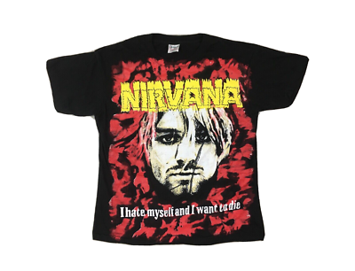 Modern Vintage Nirvana Kurt Cobain All Over Print T Shirt Mens L I