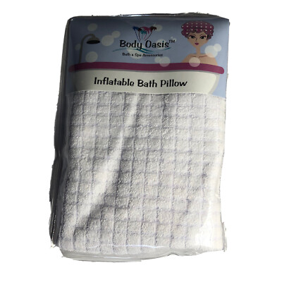 - New - One Body Oasis Inflatable Bath Pillow with suction cups. washable