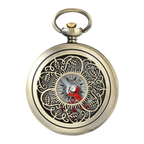 Camping Survival Compass Bronze Compass Pocket Watch Pendant Clock for Men Women - Afbeelding 1 van 8