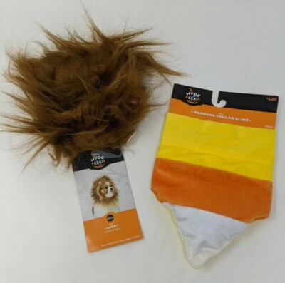 Pet Halloween Bundle Lion Head/Candy Corn Bandana Collar (Size XXS/XS)