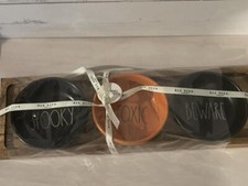 NEW RAE DUNN 3 DISH DIP TRAY HALLOWEEN SPOOKY TOXIC BEWARE PARTY