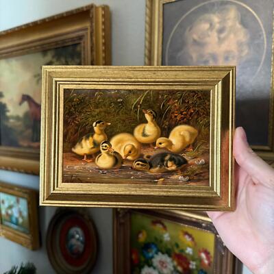 Vintage Inspired Ducklings Life painting art Print Gallery wall Vintage