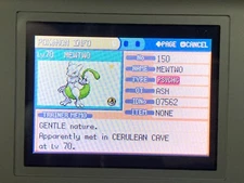 Shiny Mewtwo (Cerulean Cave Event) Pokemon Fire Red/Leaf Green GBA (For Home)