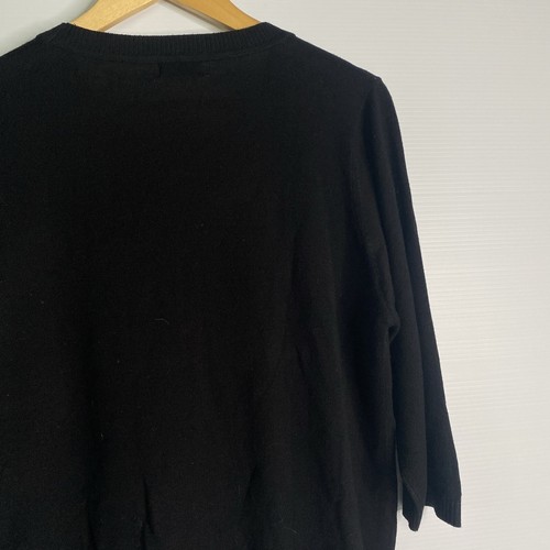 Vintage Elegant Top Women XL Black Knit 3/4 Sleeve Cotton Wool Sparkly Beads - Picture 14 of 16