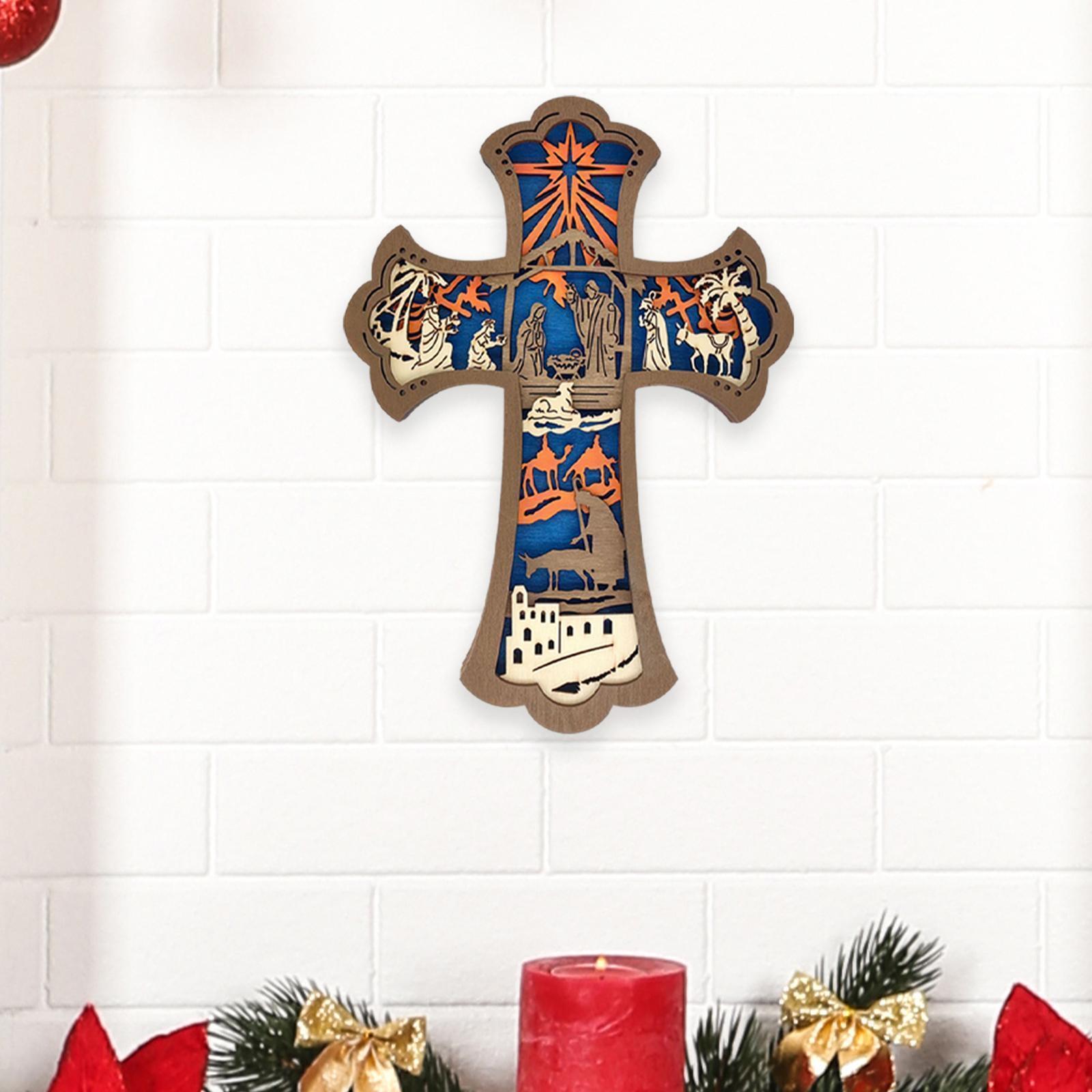 Kreuz zum Aufhängen, Anhänger-Kollektion aus Holz, Ornament für Büro, Wand,