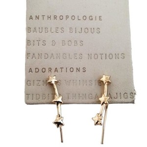 Authentic Anthropologie Women's Star Crawler Gold Plated Earrings NWT