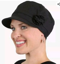 Black Cap for Women Chemo Headwear Cancer Cap Newsboy