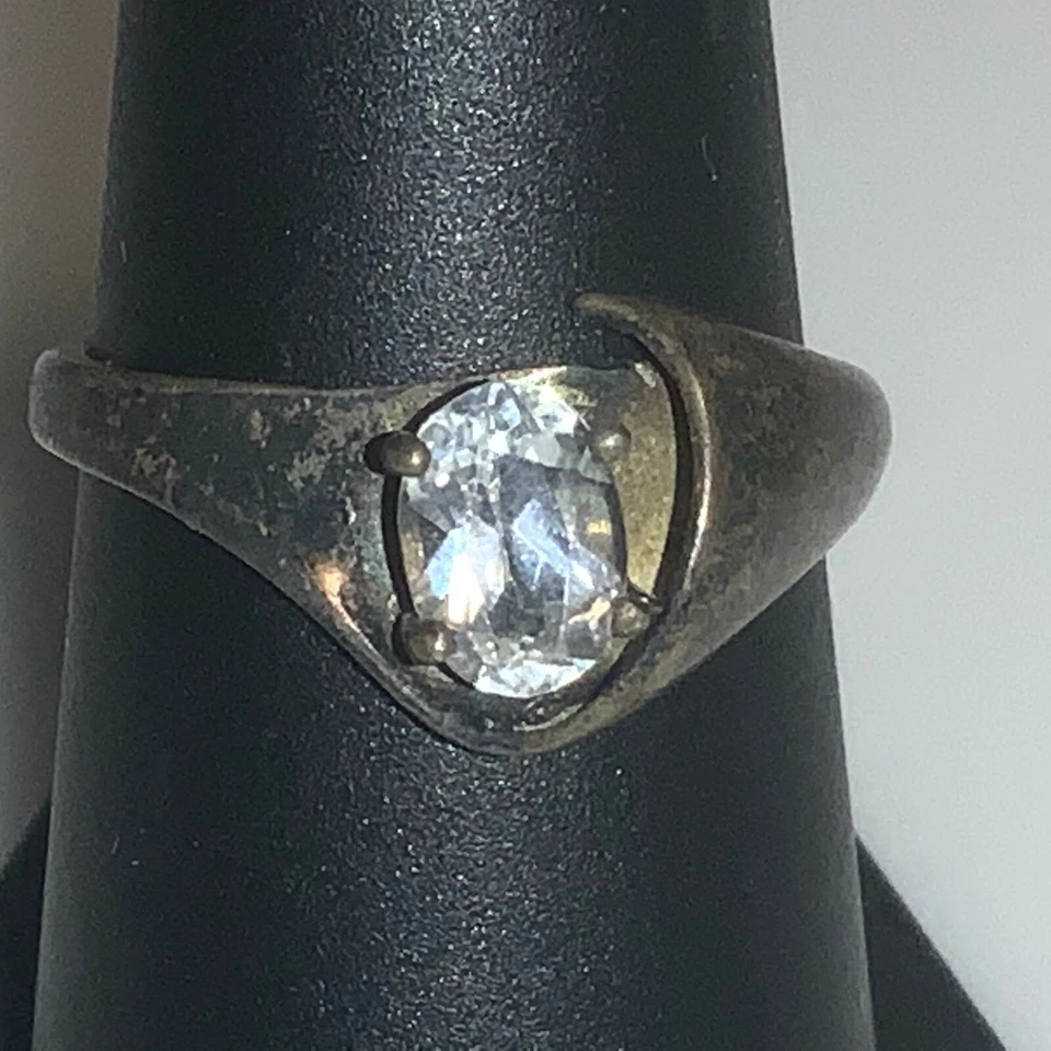 Anillo Kabana Vintage Zafiro Blanco Talla 8.75 Plata de Ley 925 * Foto 2 de 4