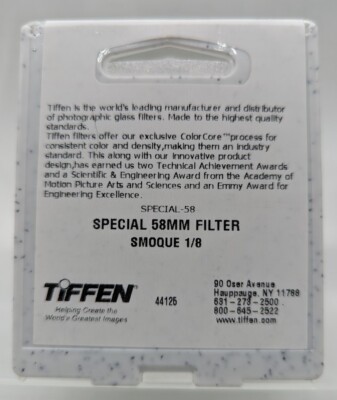 New Tiffen 58mm Smoque 1/8 Filter (Atmosphere Diffusion Filters) - Custom Made