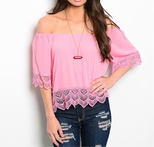 Ladies Dusty Pink Of the Shoulder Top-RT9-CN219619 | eBay