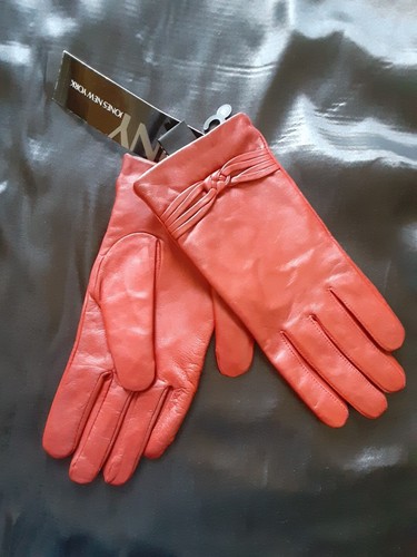 New Jones New York 100% Genuine Leather Red Gloves Women' Sz XL Polyester Lining - Picture 16 of 23