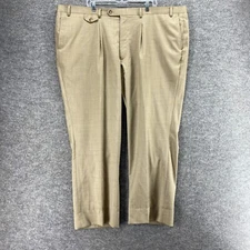 Montee Holland Dress Pants Men 48 Beige High Rise Pleated Wool Skinny Pockets