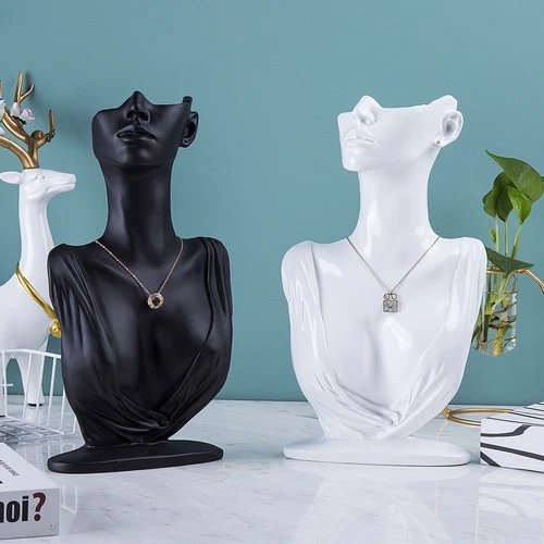 Resin Necklace Earrings Jewelry Display Stand mannequin Head Bust Stand Model - Picture 2 of 9