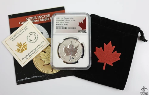 2021 Canada Super Incuse Maple Leaf .9999 Silver 1oz Coin NGC Reverse PF70 FDOI